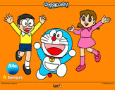 Dibujo Doraemon y amigos pintado por crisaba