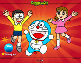 Dibujo Doraemon y amigos pintado por fiya2000