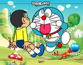 Dibujo Doraemon y Nobita pintado por Dinopingu