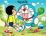 Dibujo Doraemon y Nobita pintado por PEPITAYO5