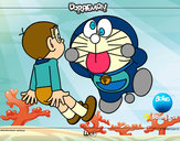Dibujo Doraemon y Nobita pintado por tutifruty
