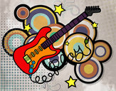 Dibujo Guitarra y estrellas pintado por ROSSANA1