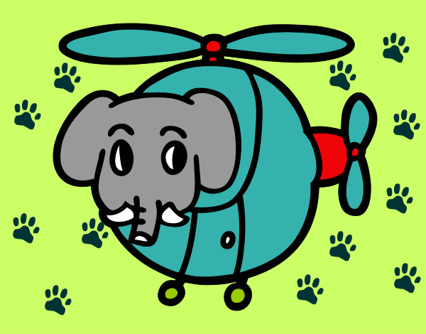Dibujo Helióptero con elefante pintado por gharhophez