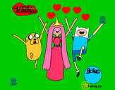 Dibujo Jake, Princesa Chicle y Finn pintado por allu3