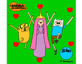 Dibujo Jake, Princesa Chicle y Finn pintado por isco