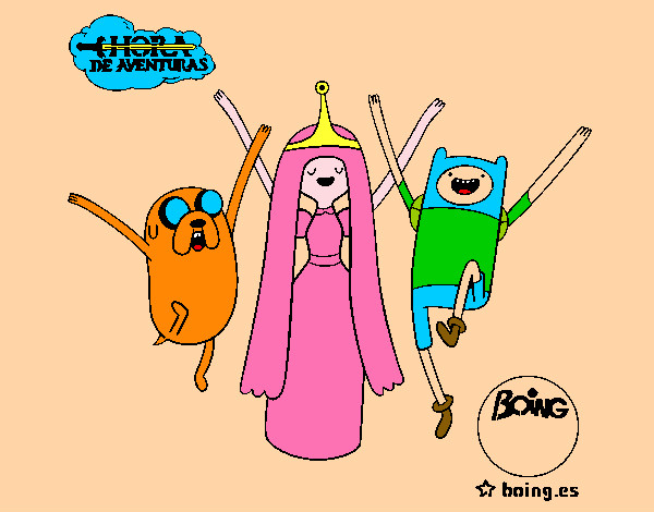 Dibujo Jake, Princesa Chicle y Finn pintado por joel10206