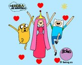 Dibujo Jake, Princesa Chicle y Finn pintado por pilylinda