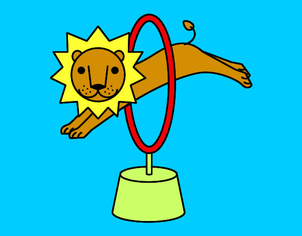 Dibujo León saltando pintado por gharhophez