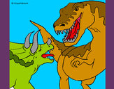 Dibujo Lucha de dinosaurios pintado por JAUMEEE