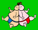 Dibujo Luchadores de sumo pintado por queyla