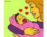 Dibujo Madre con su bebe II pintado por moicacha
