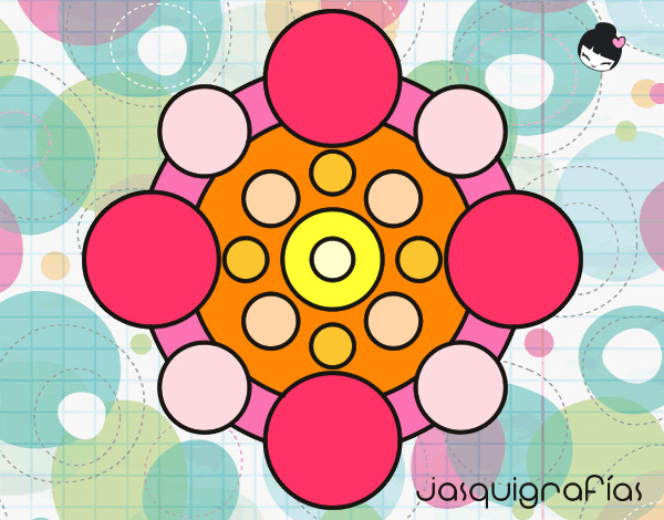 Dibujo Mandala con redondas pintado por carolinaXD