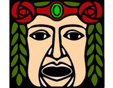 Dibujo Máscara Maya pintado por JERAL