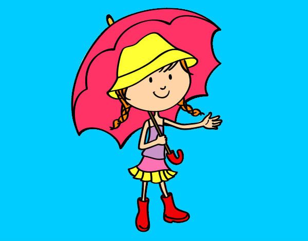 Dibujo Niña con paraguas pintado por Enny