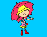 Dibujo Niña con paraguas pintado por Enny