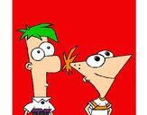 Dibujo Phineas y Ferb pintado por karliXD