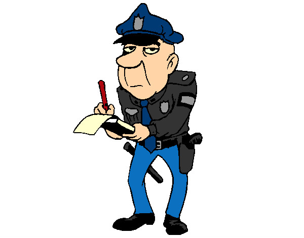Dibujo Policía haciendo multas pintado por ROOS