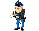 Dibujo Policía haciendo multas pintado por ROOS