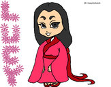 Dibujo Princesa con kimono pintado por princesa84
