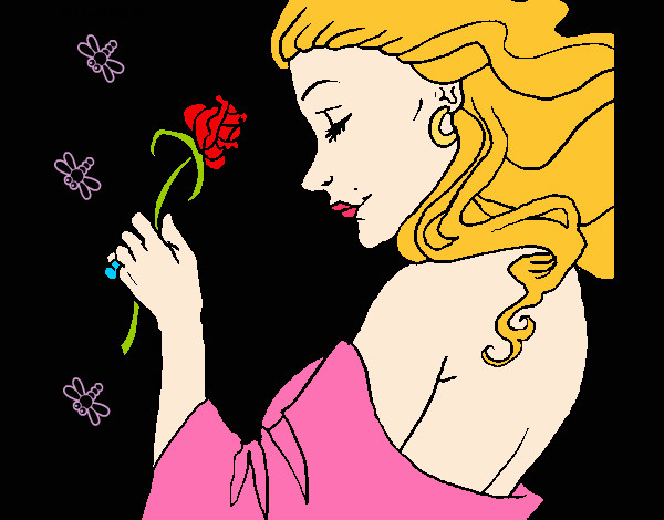 Dibujo Princesa con una rosa pintado por mariana920