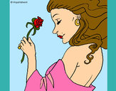 Dibujo Princesa con una rosa pintado por  palomya