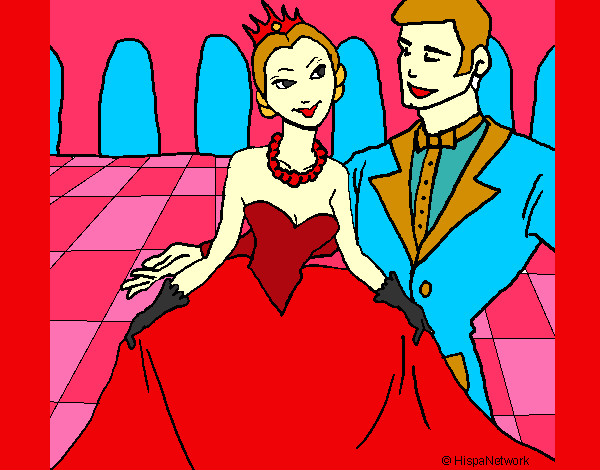 Dibujo Princesa y príncipe en el baile pintado por tantzin