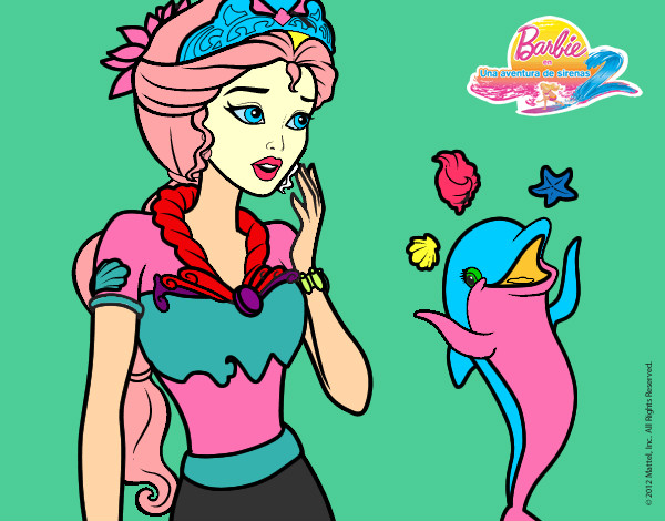 Dibujo Sirena con delfín pintado por eltuti
