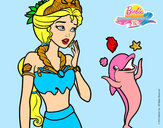 Dibujo Sirena con delfín pintado por karliXD