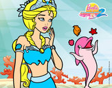 Dibujo Sirena con delfín pintado por pilylinda
