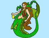 Dibujo Sirena con larga melena pintado por queyla