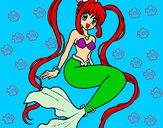 Dibujo Sirena con perlas pintado por gharhophez