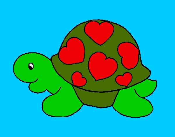 Dibujo Tortuga con corazones pintado por karliXD