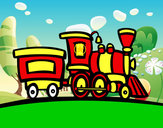 Dibujo Tren con vagón pintado por Javier-10