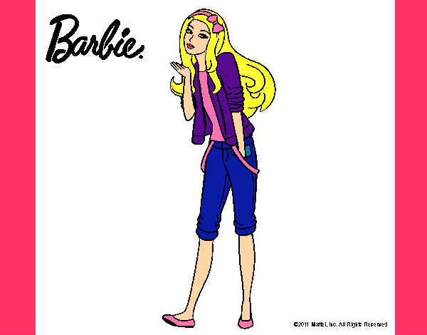 Dibujo Barbie con look casual pintado por mikg
