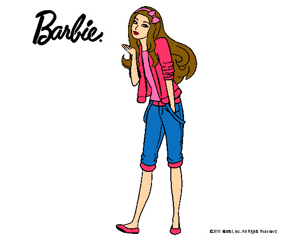 Dibujo Barbie con look casual pintado por tify18