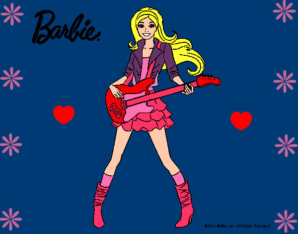 Dibujo Barbie guitarrista pintado por azulito