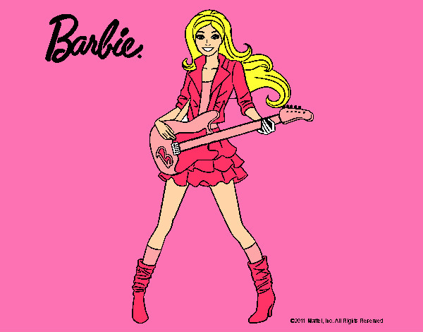 Dibujo Barbie guitarrista pintado por princesa84