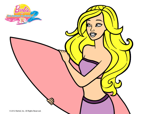 Dibujo Barbie va a surfear pintado por albaluisle