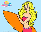 Dibujo Barbie va a surfear pintado por giza