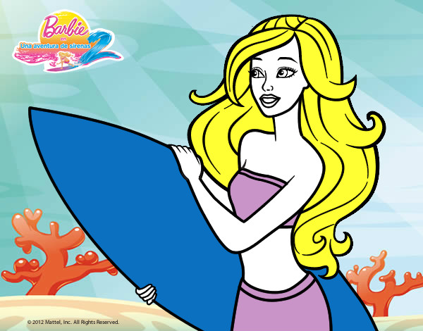 Dibujo Barbie va a surfear pintado por jazminJASF