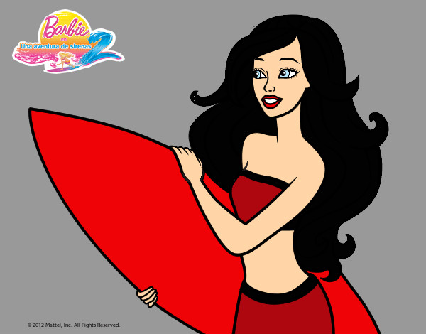 Dibujo Barbie va a surfear pintado por nickname12