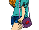 Dibujo Chica con bolso pintado por albaluisle
