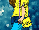 Dibujo Chica con bolso pintado por carli1213