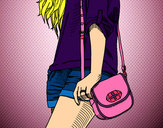 Dibujo Chica con bolso pintado por LUCIAB