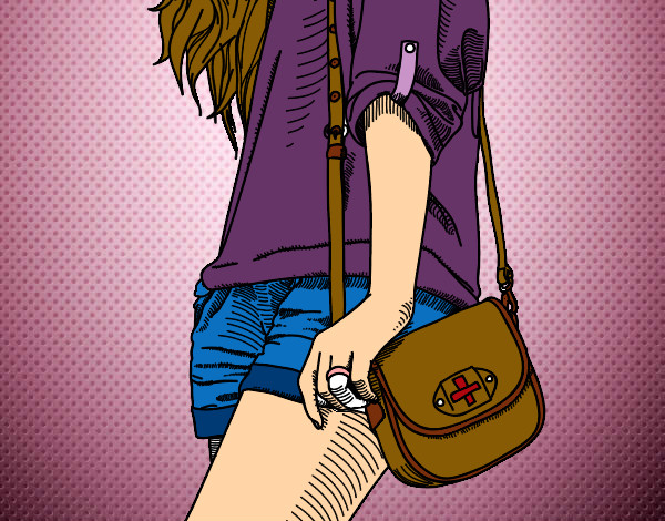 Dibujo Chica con bolso pintado por Mariajoo19