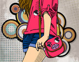 Dibujo Chica con bolso pintado por monXD