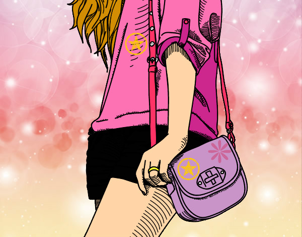 Dibujo Chica con bolso pintado por reina2003