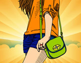 Dibujo Chica con bolso pintado por Saxa