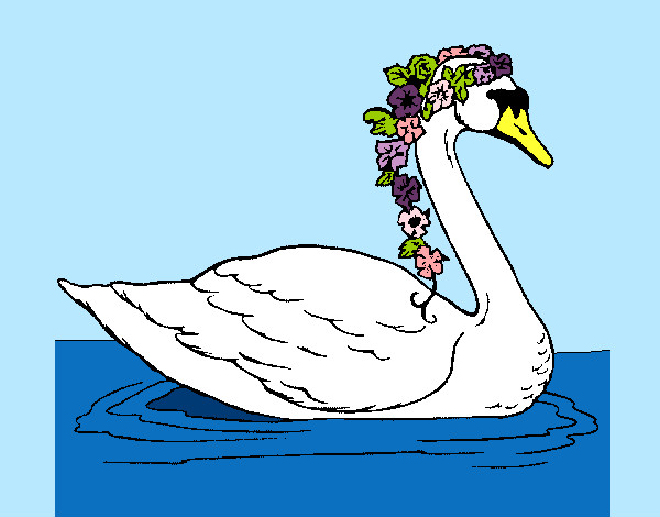Dibujo Cisne con flores pintado por isido 