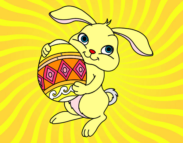 Dibujo Conejo con huevo de pascua pintado por berryland